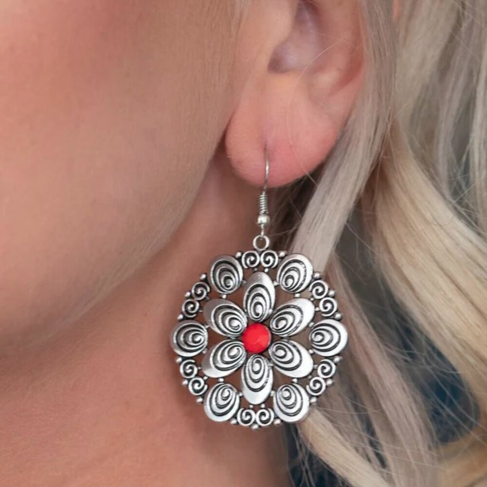Paparazzi Jewelry Accessories - Grove Groove - Red Earrings - Vintage